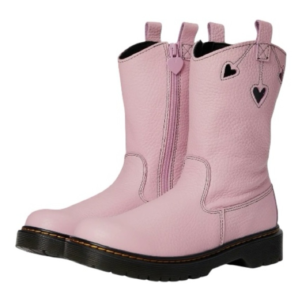 Dr. Martens Pink Leather Blex Heart Boot.  Leather Boots with Heart Accents NWOB